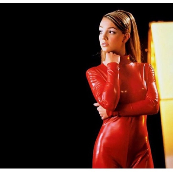 britney spears red catsuit